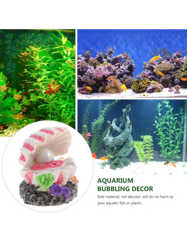 Decoración de Acuario POPETPOP con Burbujeador de Concha