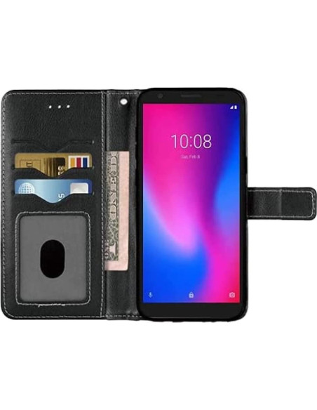 Funda de Cartera PT para Cricket Outlast U680AC + Vidrio Templado