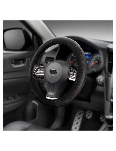 Cubierta de Volante de Coche HQRNYP 15" Cuero Antideslizante