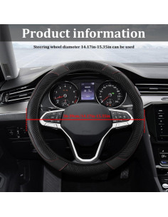 Cubierta de Volante de Coche HQRNYP 15" Cuero Antideslizante 2