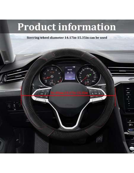 Cubierta de Volante de Coche HQRNYP 15" Cuero Antideslizante