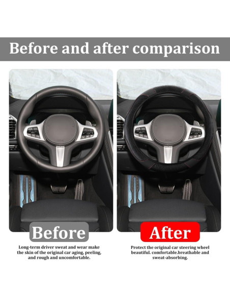 Cubierta de Volante de Coche HQRNYP 15" Cuero Antideslizante