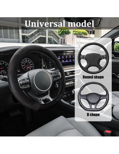 Cubierta de Volante de Coche HQRNYP 15" Cuero Antideslizante