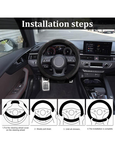 Cubierta de Volante de Coche HQRNYP 15" Cuero Antideslizante