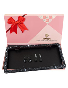 Marco de Placa de Licencia Brillante EWBN con Rhinestones 32.5x17cm