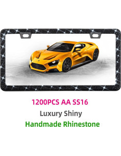 Marco de Placa de Licencia Brillante EWBN con Rhinestones 32.5x17cm 2