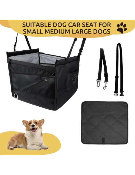 Asiento de Coche Portátil para Perros YUNPUHEHUI Negro 12.7x5.1cm