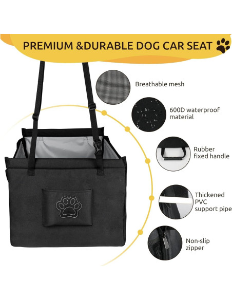 Asiento de Coche Portátil para Perros YUNPUHEHUI Negro 12.7x5.1cm