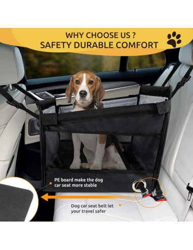 Asiento de Coche Portátil para Perros YUNPUHEHUI Negro 12.7x5.1cm