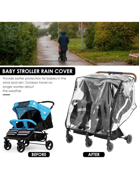 Cubierta Impermeable para Cochecito Doble Bebé PVC Universal Cubierta Impermeable para Cochecito Doble Bebé PVC Universal