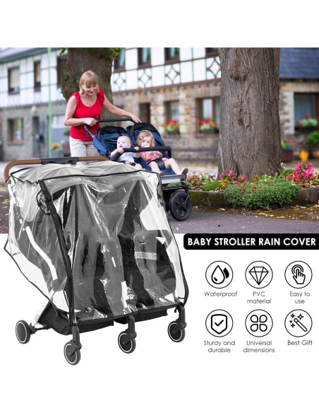 Cubierta Impermeable para Cochecito Doble Bebé PVC Universal Cubierta Impermeable para Cochecito Doble Bebé PVC Universal