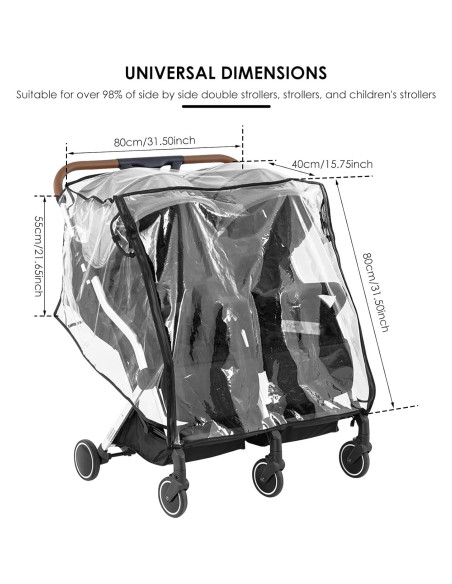 Cubierta Impermeable para Cochecito Doble Bebé PVC Universal Cubierta Impermeable para Cochecito Doble Bebé PVC Universal