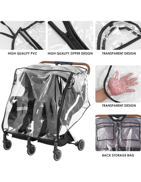 Cubierta Impermeable para Cochecito Doble Bebé PVC Universal Cubierta Impermeable para Cochecito Doble Bebé PVC Universal