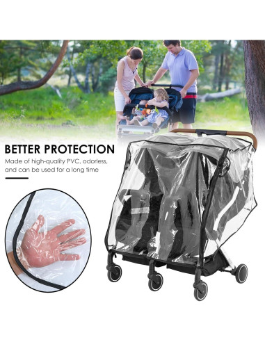 Cubierta Impermeable para Cochecito Doble Bebé PVC Universal