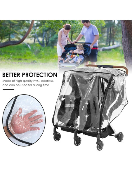Cubierta Impermeable para Cochecito Doble Bebé PVC Universal Cubierta Impermeable para Cochecito Doble Bebé PVC Universal
