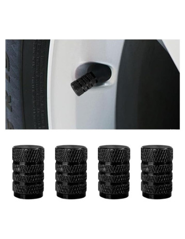 4 Tapones de Válvula de Neumático BDZMC Aluminio Negro
