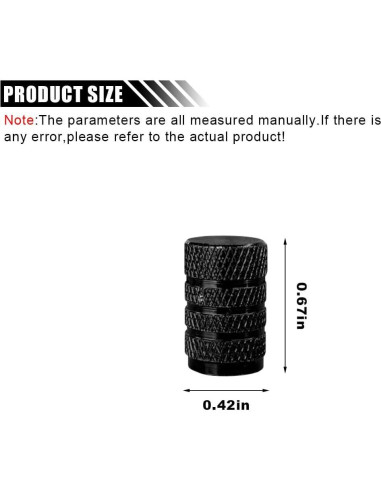 4 Tapones de Válvula de Neumático BDZMC Aluminio Negro