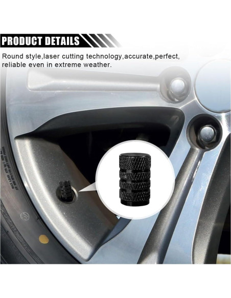 4 Tapones de Válvula de Neumático BDZMC Aluminio Negro