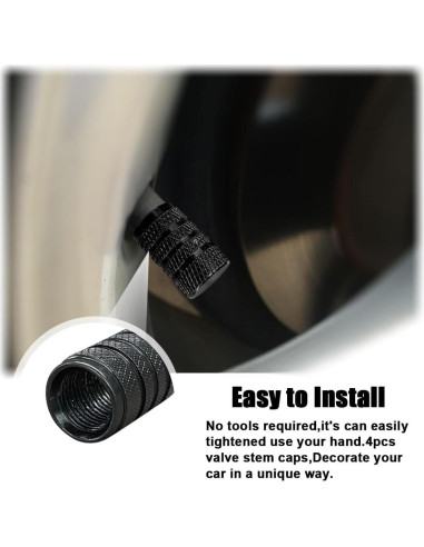 4 Tapones de Válvula de Neumático BDZMC Aluminio Negro
