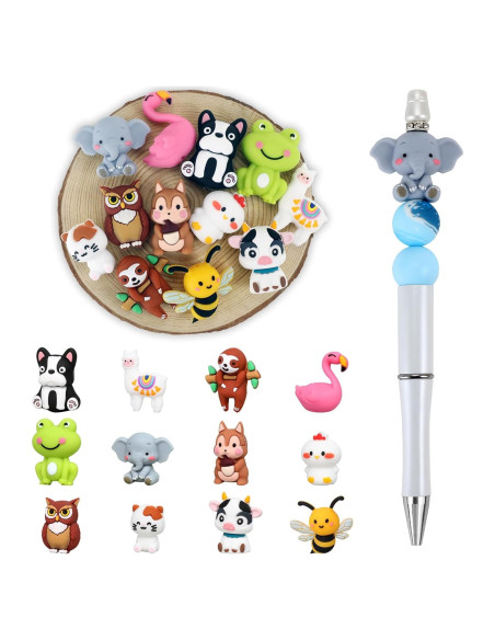 12 Perlas de Silicona 3D Animales SALUOKE para Manualidades