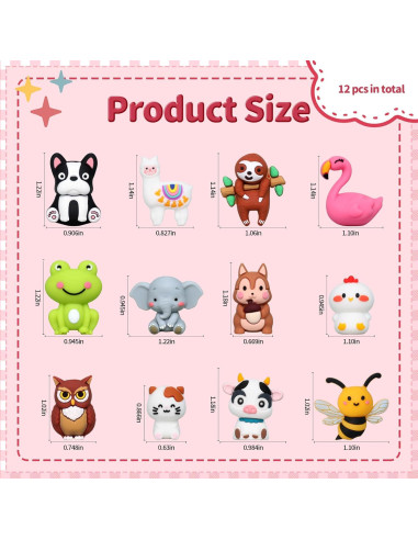 12 Perlas de Silicona 3D Animales SALUOKE para Manualidades