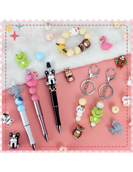 12 Perlas de Silicona 3D Animales SALUOKE para Manualidades