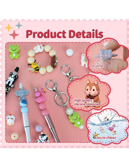 12 Perlas de Silicona 3D Animales SALUOKE para Manualidades