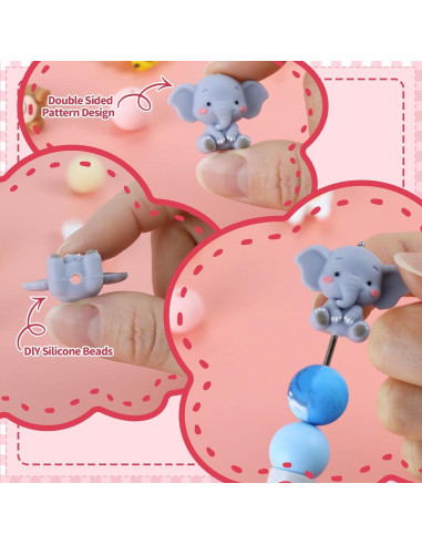 12 Perlas de Silicona 3D Animales SALUOKE para Manualidades