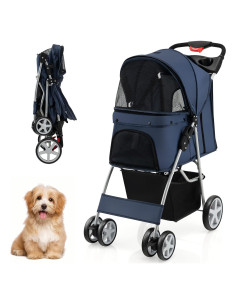 Carrito Plegable para Mascotas S AFSTAR Marino 4 Ruedas