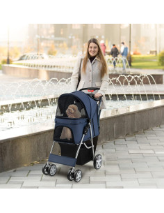 Carrito Plegable para Mascotas S AFSTAR Marino 4 Ruedas 2