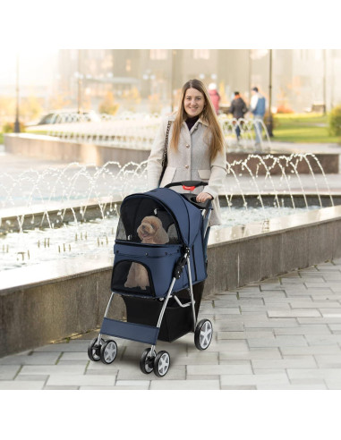 Carrito Plegable para Mascotas S AFSTAR Marino 4 Ruedas