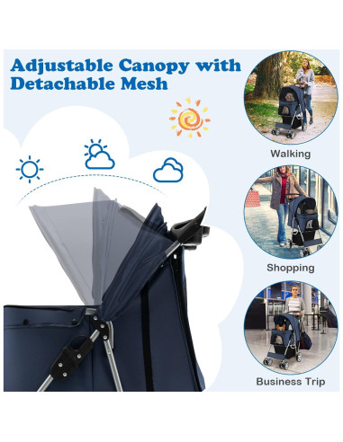 Carrito Plegable para Mascotas S AFSTAR Marino 4 Ruedas