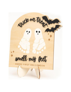 Cartel de Recuerdo Primer Halloween Bebé Madera 21.6x18.8cm