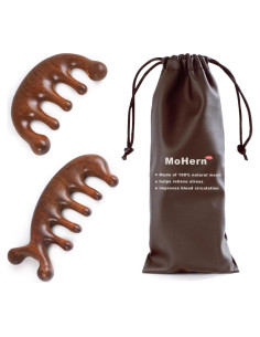 Peine de Masaje de Madera Loc 2 Pcs Sándalo Natural 9.4x5.6cm