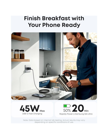 Cargador Anker Nano 45W USB-C Carga Rápida Compacto Negro