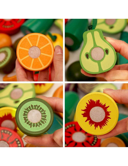 Juego de Frutas y Verduras de Madera Ouyuan - Cortar y Aprender