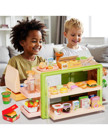 Juego de Supermercado Infantil Pupu Pig 5 en 1 con Caja Registradora