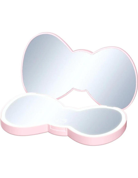 Espejo Compacto LED Hello Kitty Rosa Doble Cara con Lazo