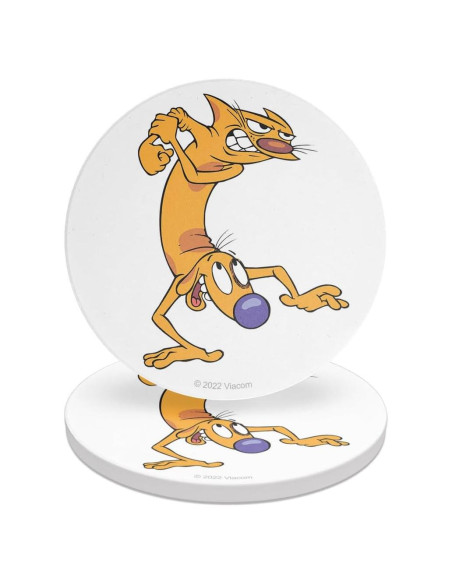 Set de 2 Posavasos Redondos Cerámica CatDog 9.9 cm