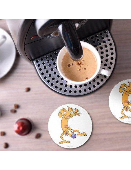 Set de 2 Posavasos Redondos Cerámica CatDog 9.9 cm