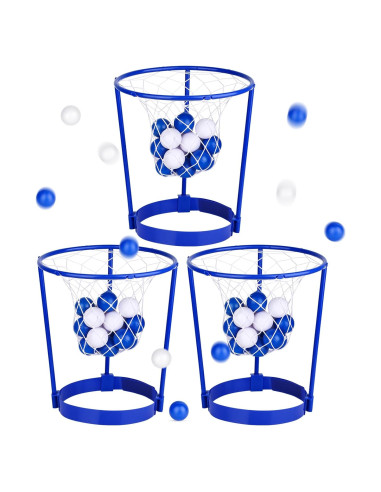 Juego de Fiesta de Baloncesto Hooqict con 3 Aros y 40 Pelotas