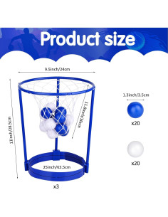 Juego de Fiesta de Baloncesto Hooqict con 3 Aros y 40 Pelotas 2