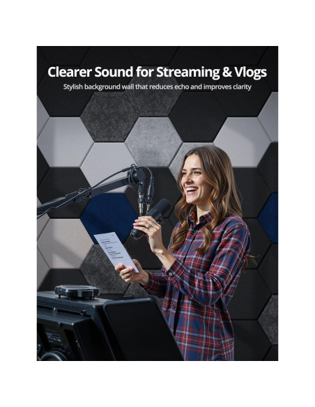 Paneles Acústicos Hexagonales Kuchoow 12 Piezas Beige 30.48x30.48cm