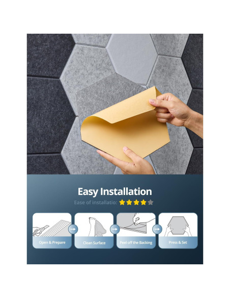 Paneles Acústicos Hexagonales Kuchoow 12 Piezas Beige 30.48x30.48cm