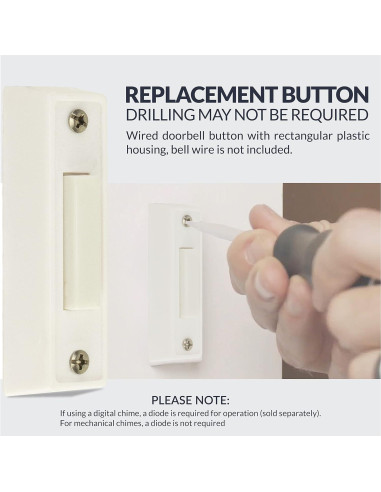 Botón de Timbre Sin Luz Newhouse Hardware BT1W Blanco