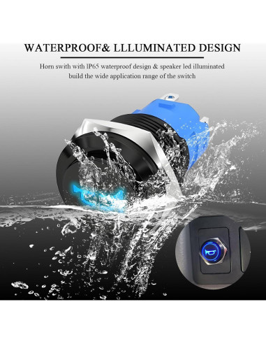 Interruptor de Botón Momentáneo FSTURIOS 16mm Azul 12V