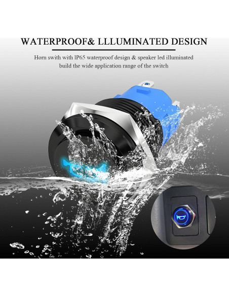 Interruptor de Botón Momentáneo FSTURIOS 16mm Azul 12V