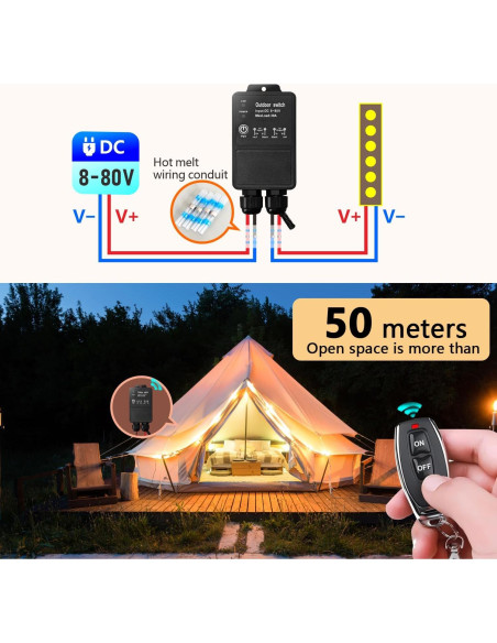 Interruptor Remoto Inalámbrico Impermeable DieseRC 30A 8V-80V