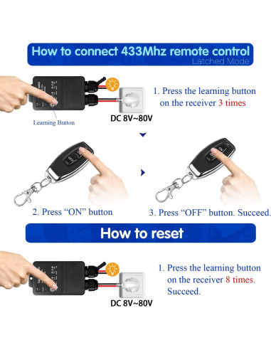 Interruptor Remoto Inalámbrico Impermeable DieseRC 30A 8V-80V