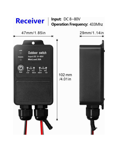 Interruptor Remoto Inalámbrico Impermeable DieseRC 30A 8V-80V